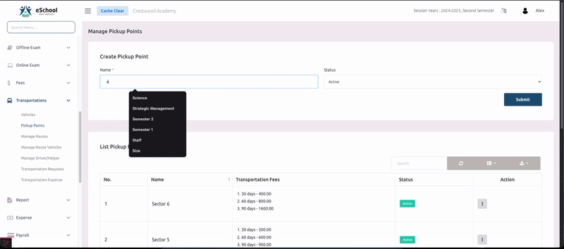 Manage Pickup Points